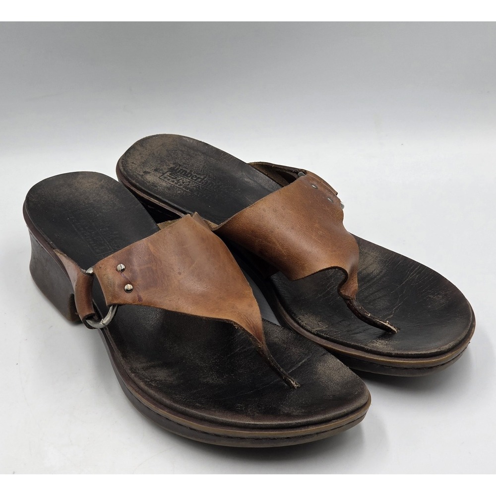 Timberland Smart Comfort System Leather Slide Sandals Brown Men's 8.5M
